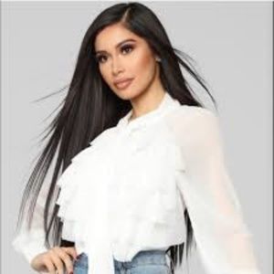 Fashion Nova ruffle white blouse